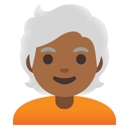 person: medium-dark skin tone, white hair — Google