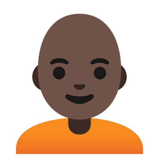 person: dark skin tone, bald — Google