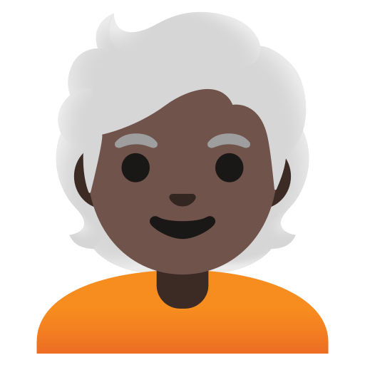 person: dark skin tone, white hair — Google