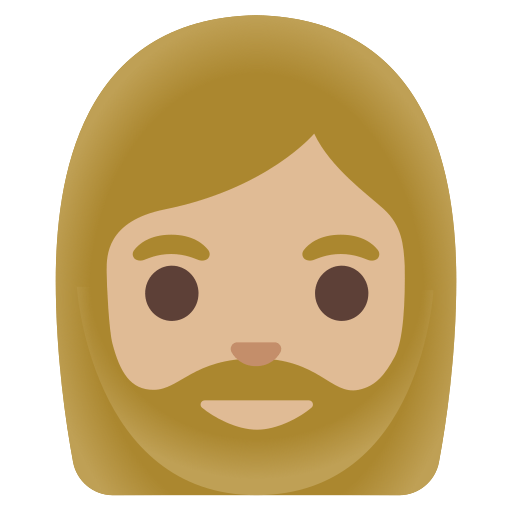 woman: medium-light skin tone, beard — Google