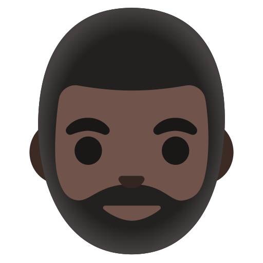 man: dark skin tone, beard — Google