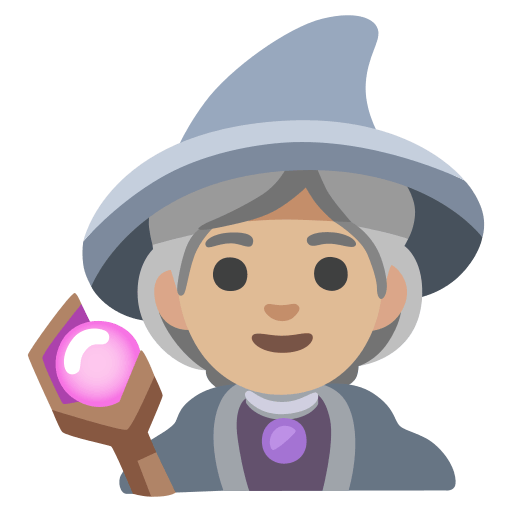 woman mage: medium-light skin tone — Google