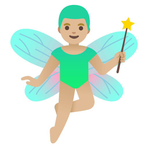 man fairy: medium-light skin tone — Google