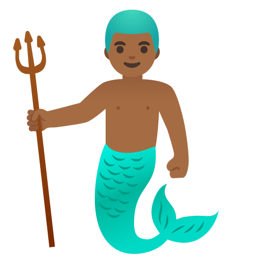 merman: medium-dark skin tone — Google