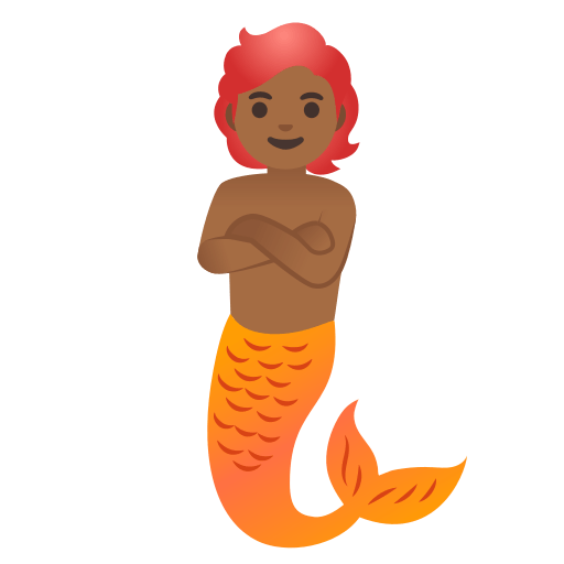 merperson: medium-dark skin tone — Google