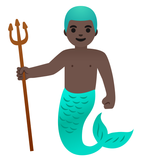 merman: dark skin tone — Google