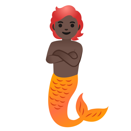 merperson: dark skin tone — Google