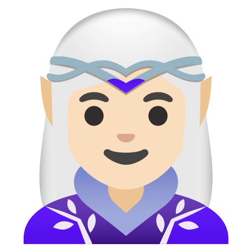 woman elf: light skin tone — Google