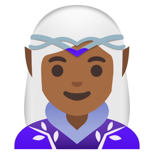 woman elf: medium-dark skin tone — Google