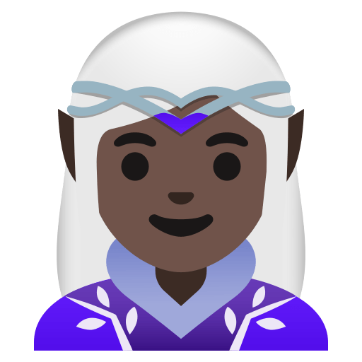 woman elf: dark skin tone — Google