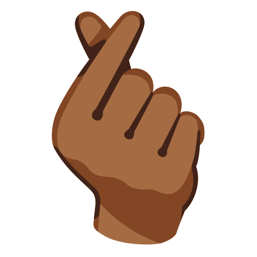 Hand with Index Finger and Thumb Crossed: Medium-Dark Skin Tone, the design in this release