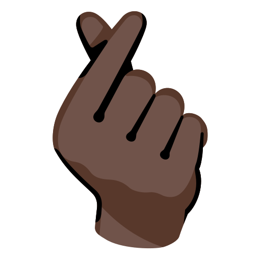 Hand with Index Finger and Thumb Crossed: Dark Skin Tone, the design in this release