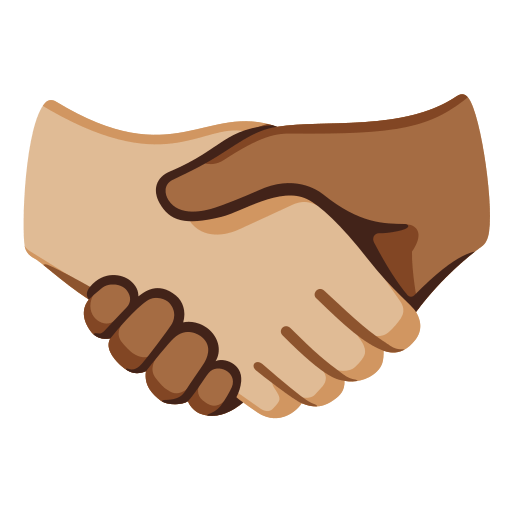 Handshake: Medium-Light Skin Tone, Medium-Dark Skin Tone, the design in this release