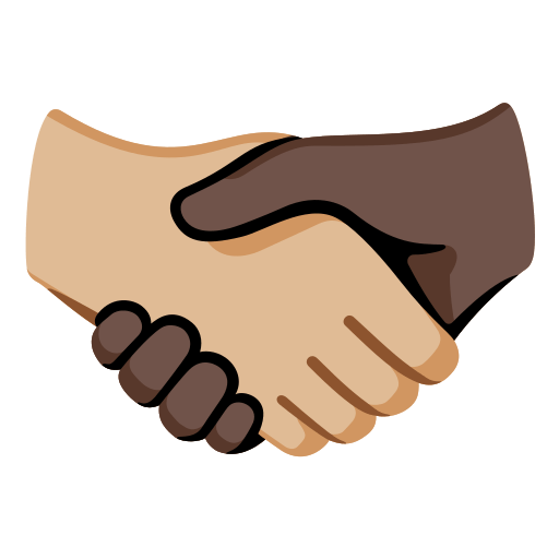Handshake: Medium-Light Skin Tone, Dark Skin Tone, the design in this release