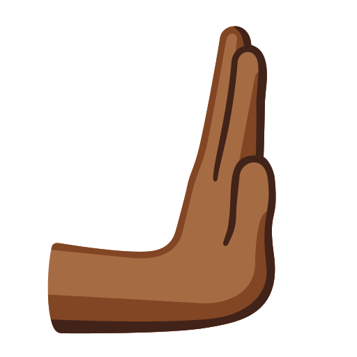 Rightwards Pushing Hand: Medium-Dark Skin Tone, the design in this release