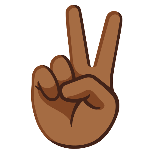 victory hand: medium-dark skin tone — Google