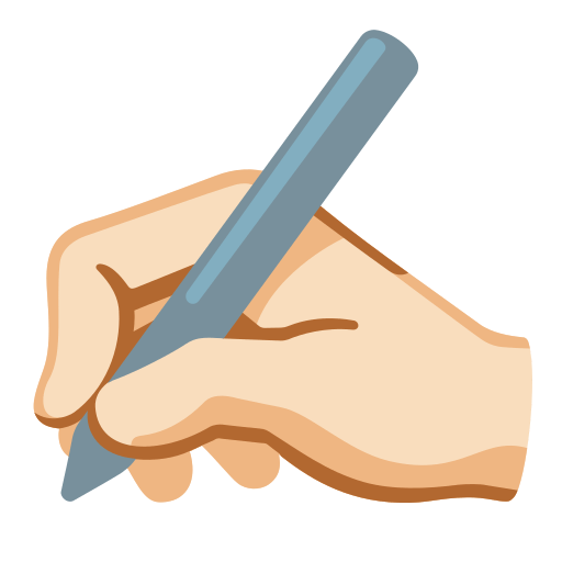 writing hand: light skin tone — Google