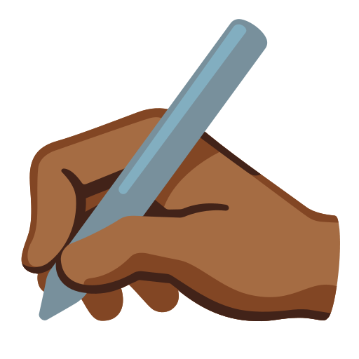 writing hand: medium-dark skin tone — Google
