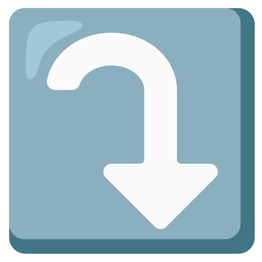 right arrow curving down — Google