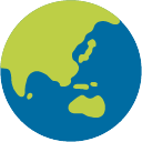 Globe Showing Asia-Australia, the design in this release