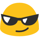 Smiling Face with Sunglasses as drawn by Google in Android 4.4