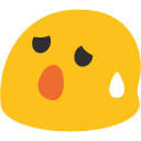 Anxious Face with Sweat as drawn by Google in Android 4.4