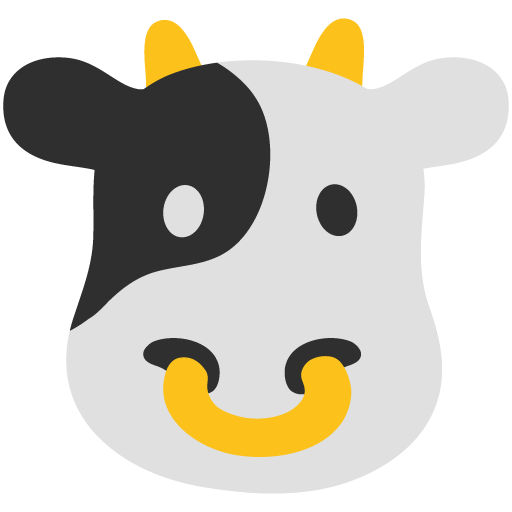 Cow Face as drawn by Google in Android 7.0