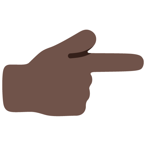 Backhand Index Pointing Right: Dark Skin Tone, the design in this release