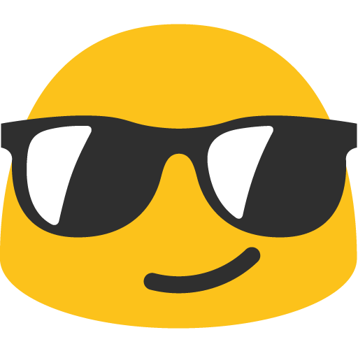 Smiling Face with Sunglasses as drawn by Google in Android 7.0