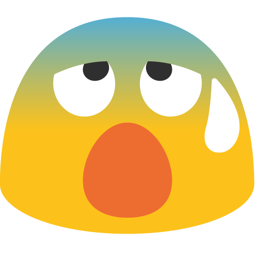 Anxious Face with Sweat as drawn by Google in Android 7.0