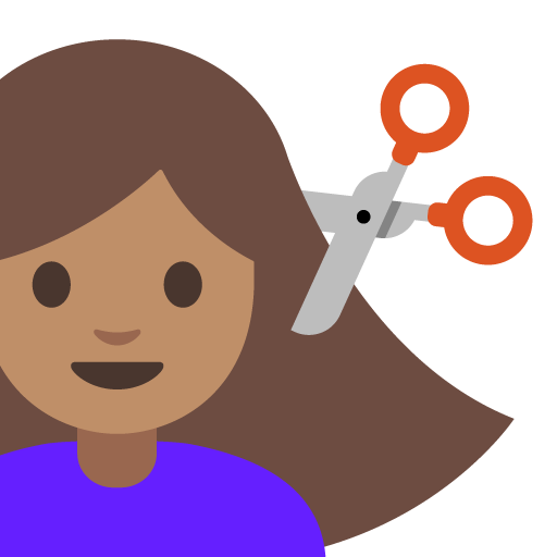 Woman Getting Haircut: Medium Skin Tone, the previous design