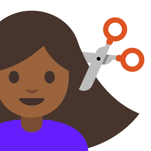 Woman Getting Haircut: Medium-Dark Skin Tone, the previous design