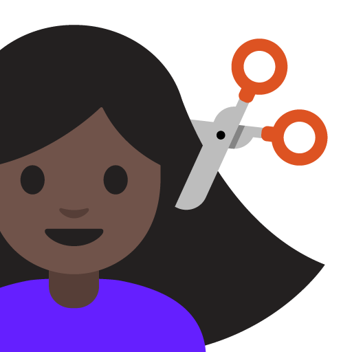 Woman Getting Haircut: Dark Skin Tone, the previous design