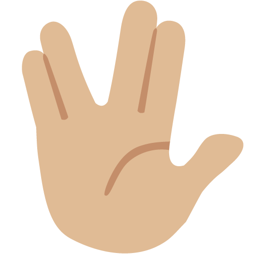 Vulcan Salute: Medium-Light Skin Tone as drawn by Google in Android 7.1