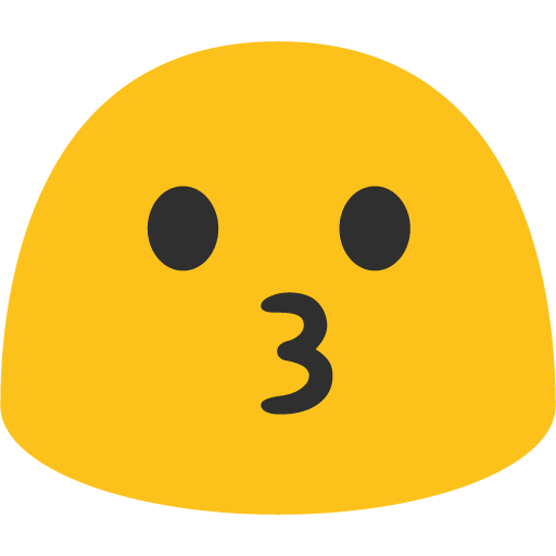 Kissing Face as drawn by Google in Android 7.1