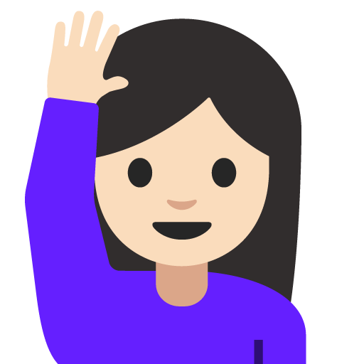 Woman Raising Hand: Light Skin Tone, the design in this release