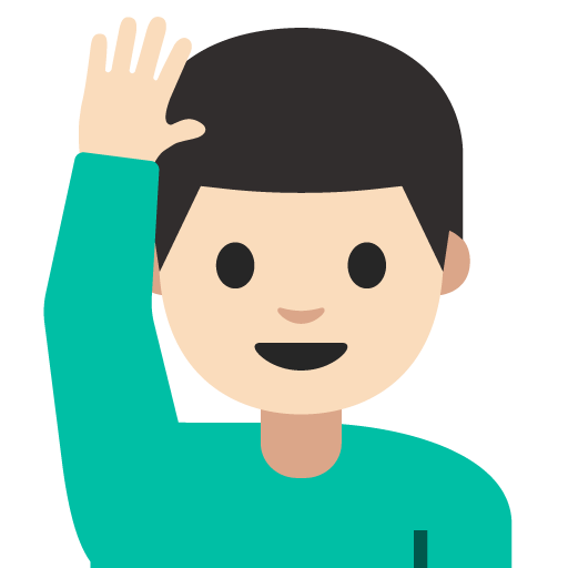 Man Raising Hand: Light Skin Tone, the design in this release