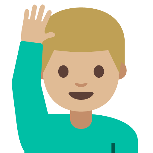 Man Raising Hand: Medium-Light Skin Tone, the design in this release