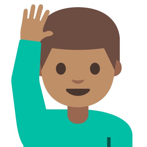 Man Raising Hand: Medium Skin Tone, the design in this release
