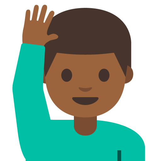 Man Raising Hand: Medium-Dark Skin Tone, the design in this release