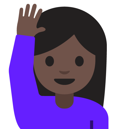 Woman Raising Hand: Dark Skin Tone, the design in this release