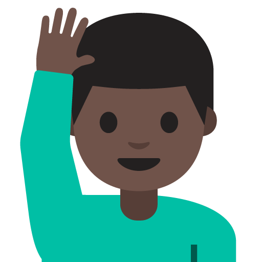 Man Raising Hand: Dark Skin Tone, the design in this release
