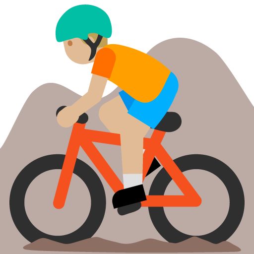 Person Mountain Biking: Medium-Light Skin Tone, the previous design