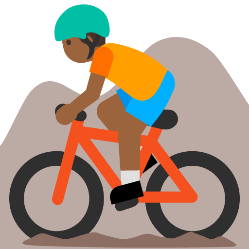 Person Mountain Biking: Medium-Dark Skin Tone, the previous design