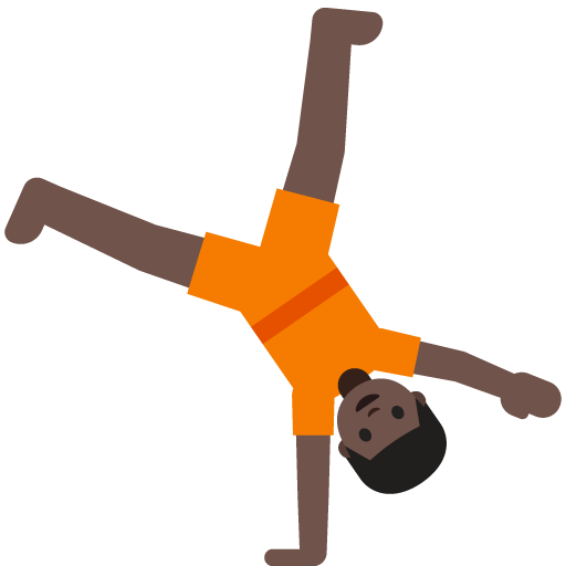 Person Cartwheeling: Dark Skin Tone, the previous design