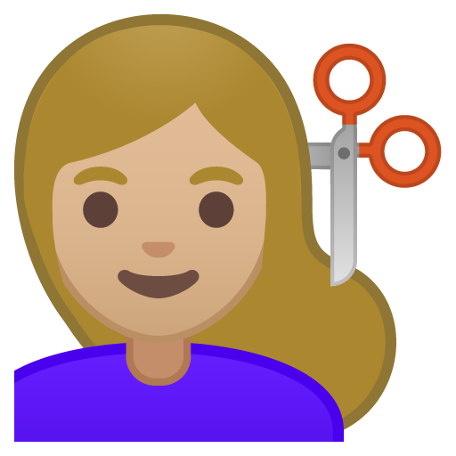 Woman Getting Haircut: Medium-Light Skin Tone, the design in this release