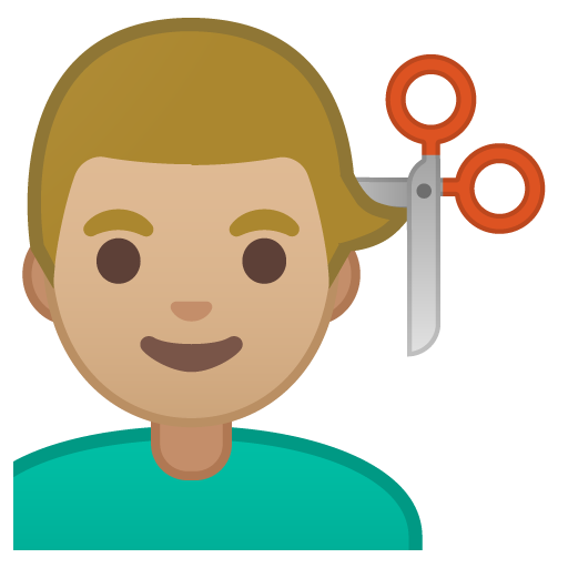 Man Getting Haircut: Medium-Light Skin Tone, the design in this release