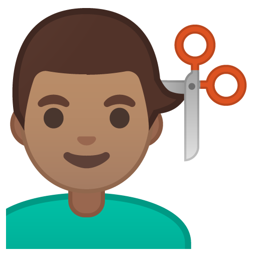 Man Getting Haircut: Medium Skin Tone, the design in this release