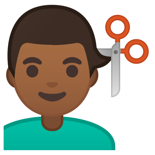 Man Getting Haircut: Medium-Dark Skin Tone, the design in this release