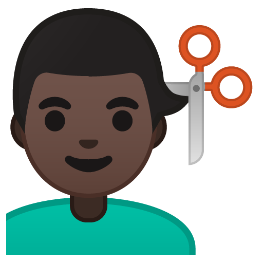 Man Getting Haircut: Dark Skin Tone, the design in this release